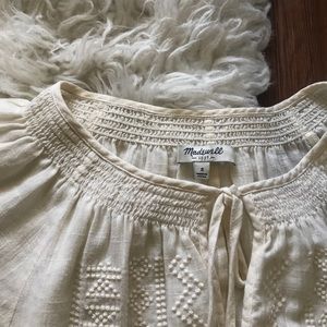 Madewell Front Tie Cream Blouse